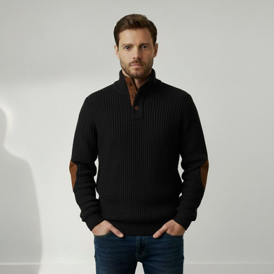 Ethan™ | Geribde Trui met Knopen